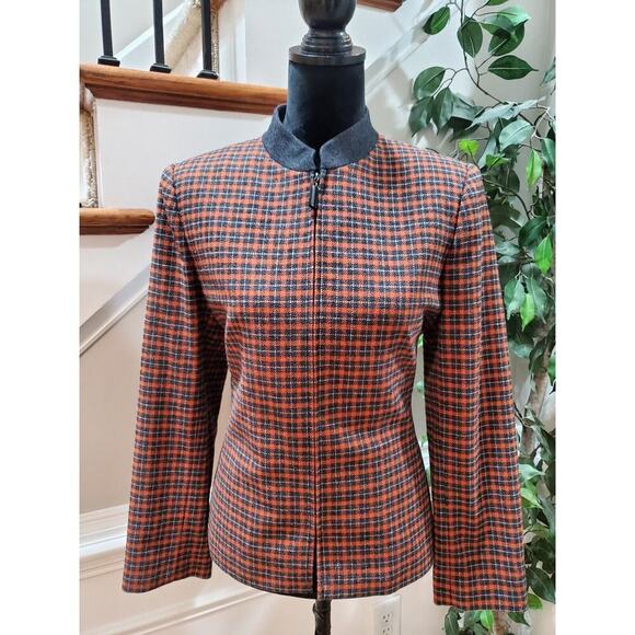 Le Suits Women's Gray & Orange Wool Long Sleeve Full Zip Front Casual Jacket 8 - Picture 1 of 12